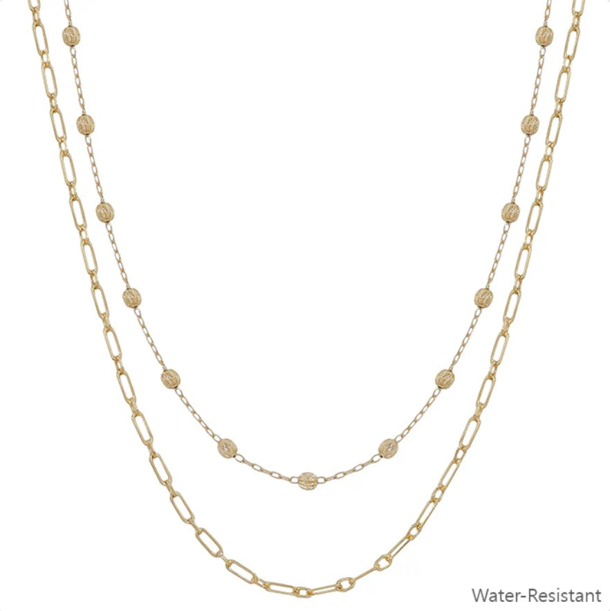 Water Resistant Double Layered Beaded 16"-18" Necklace