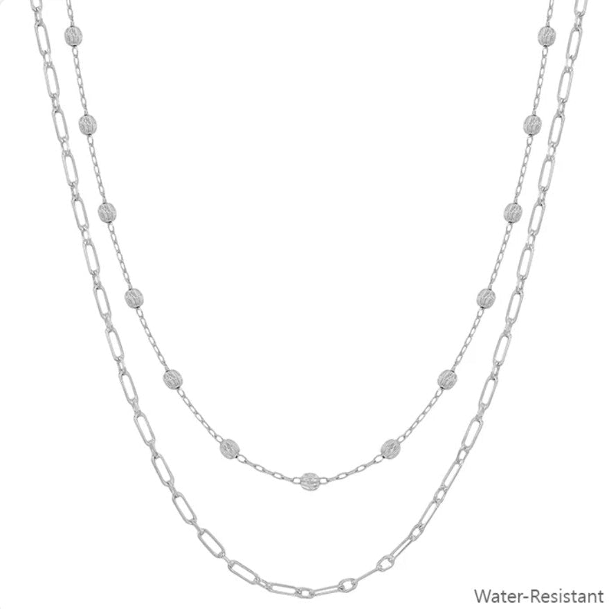 Water Resistant Double Layered Beaded 16"-18" Necklace