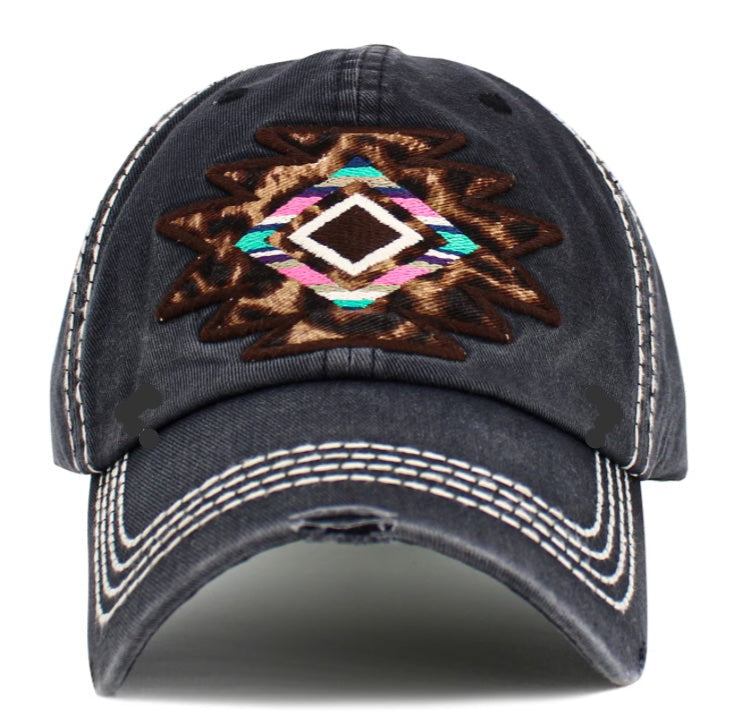 LEOPARD MOSAIC WESTERN AZTEC PATTERN VINTAGE BALLCAP