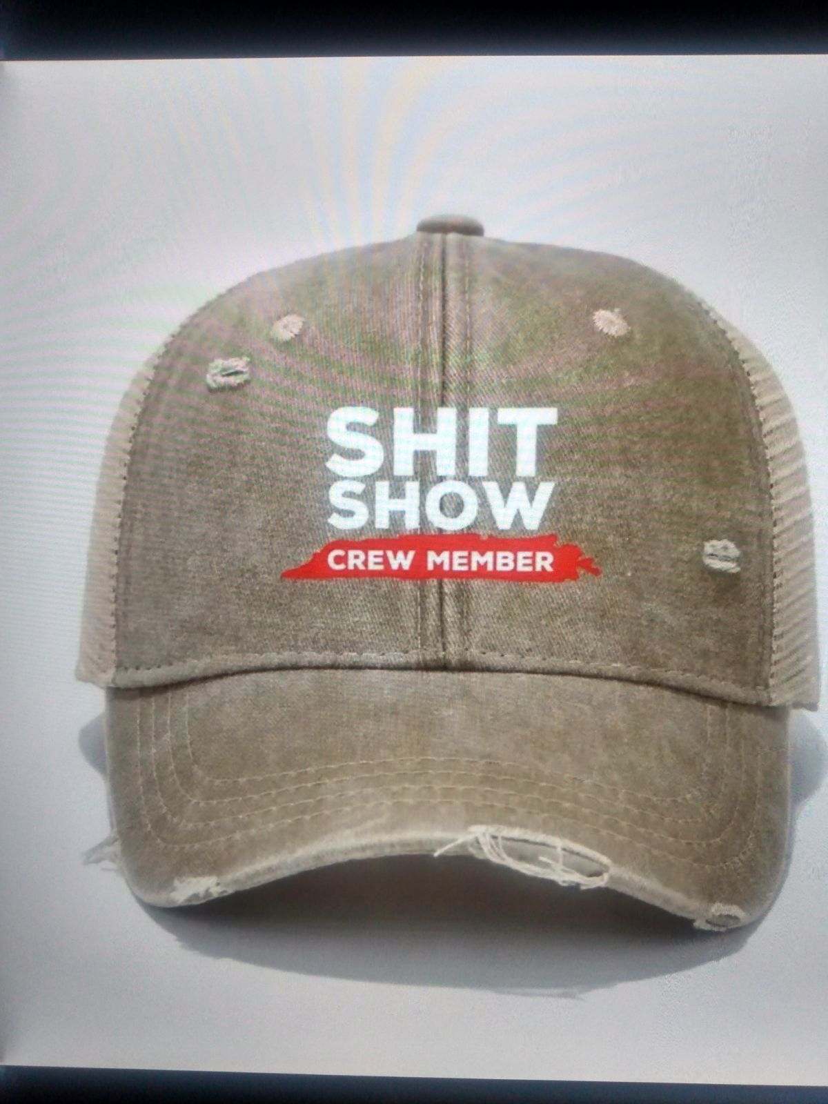 SHIT SHOW CREW MEMBER 6-PANEL VINTAGE DISTRESSED MESH BASEBALL HAT