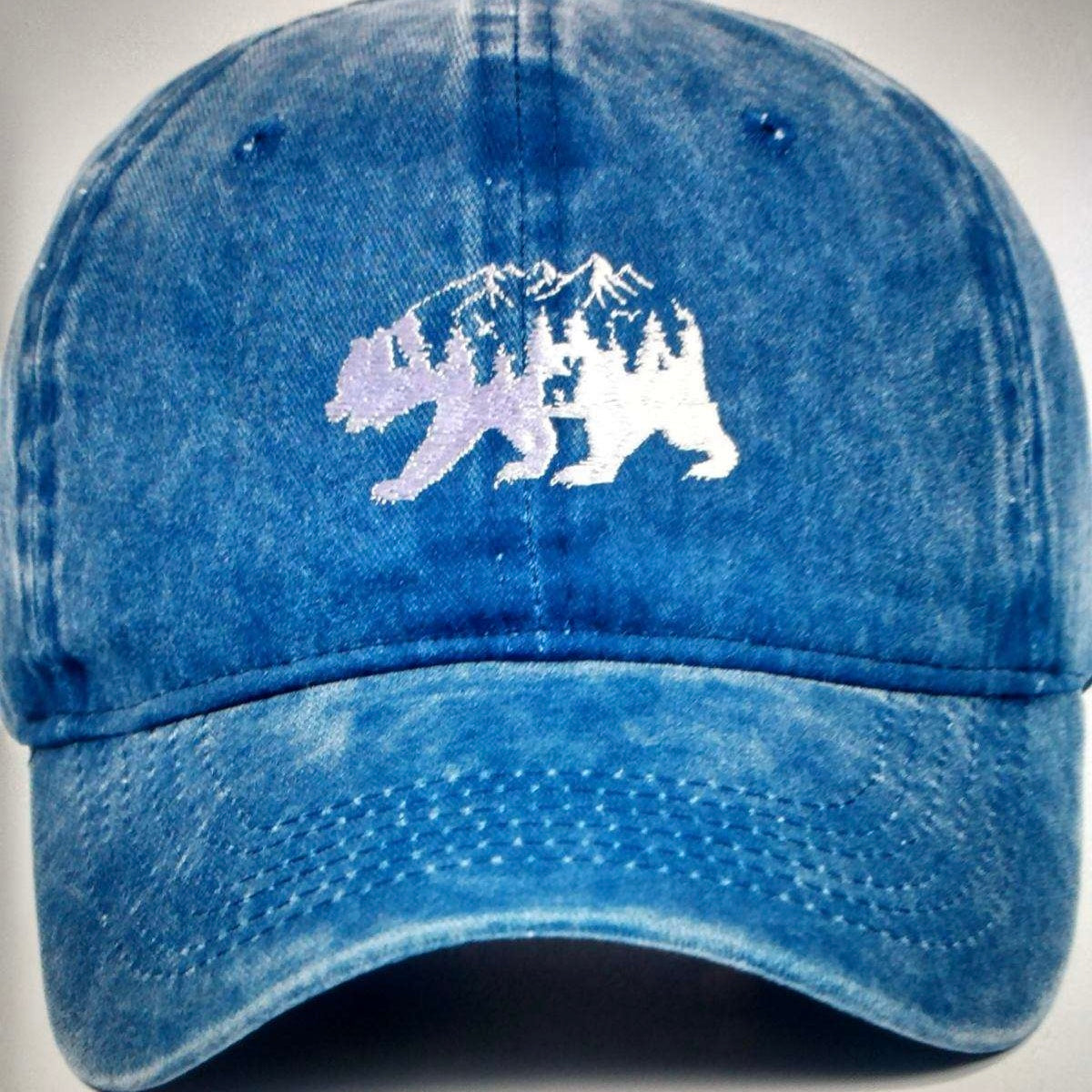 BEAR & MOUNTAIN SCENE BASEBALL DAD HAT