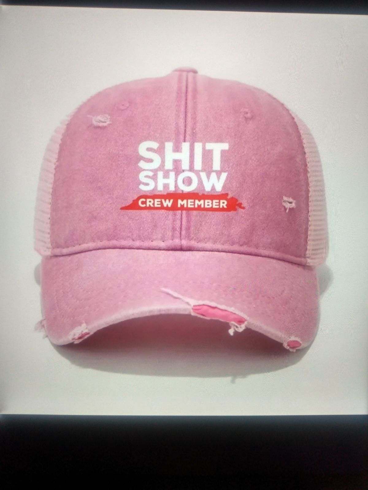 SHIT SHOW CREW MEMBER 6-PANEL VINTAGE DISTRESSED MESH BASEBALL HAT