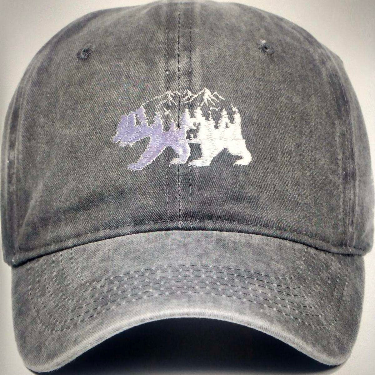 BEAR & MOUNTAIN SCENE BASEBALL DAD HAT