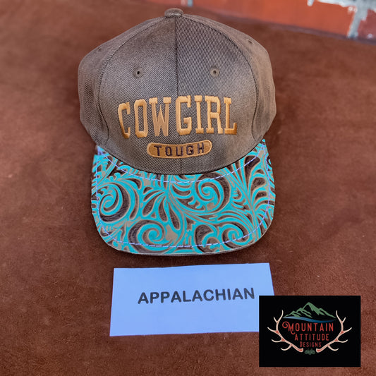 COWGIRL TOUGH HAT COLLECTION - COWHIDE/EMBOSSED LEATHER BRIMS WESTERN WEAR