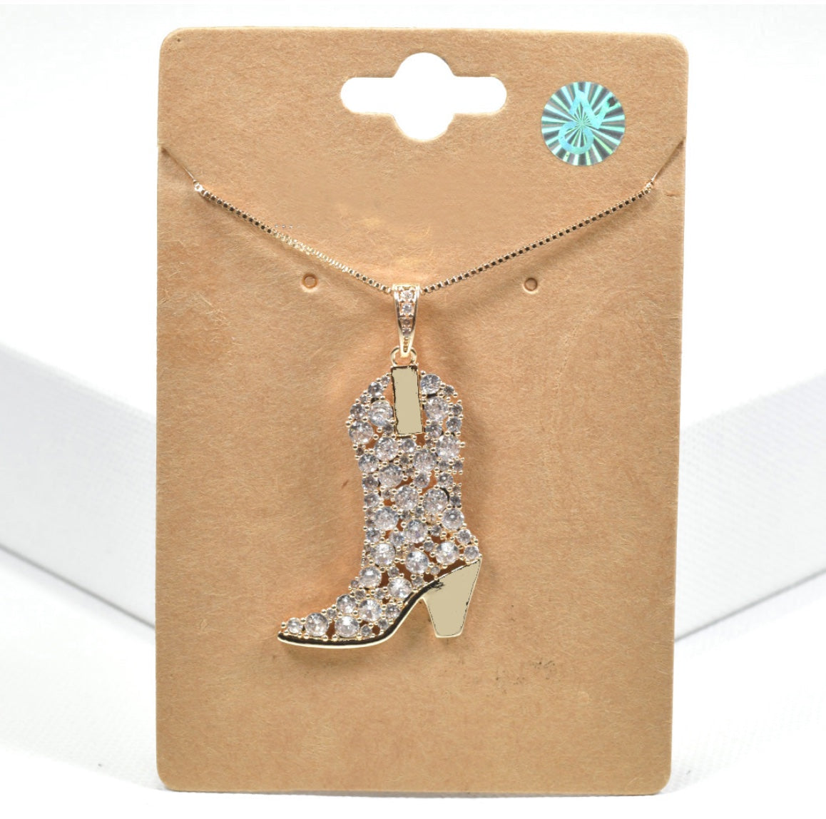 CUBIC ZIRCONIA WESTERN BOOT PENDANT