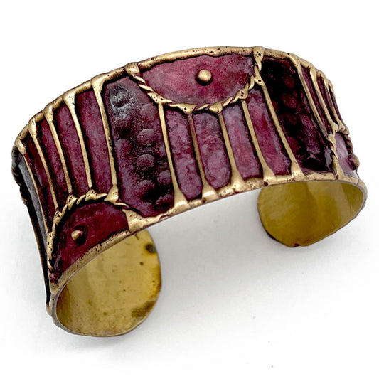 HANDCRAFTED COPPER PATINA CUFF-PLUM ARCHED LINES by ANJU JEWELRY®