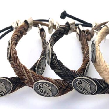 JAMES BOND HORSE HAIR BRACELET WITH HORSE CONCHOS