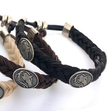 JAMES BOND HORSE HAIR BRACELET WITH HORSE CONCHOS