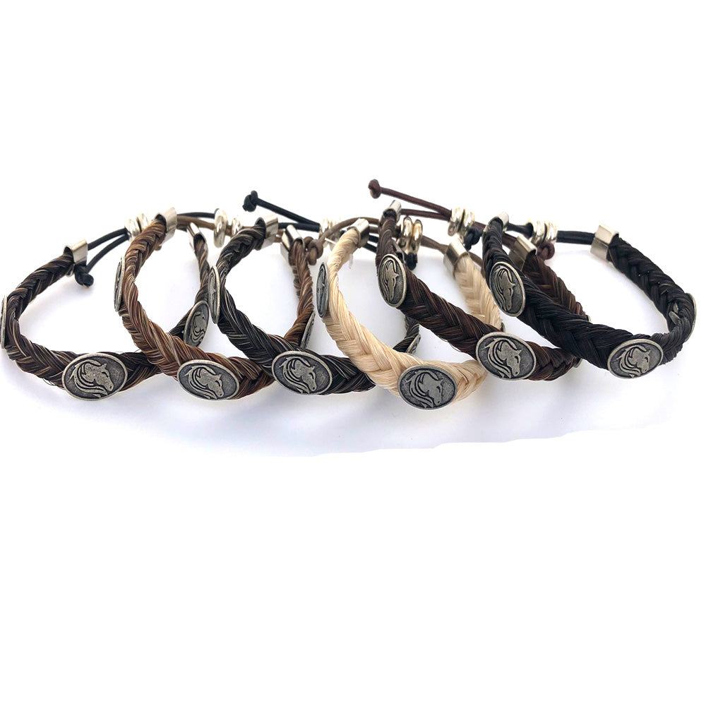 JAMES BOND HORSE HAIR BRACELET WITH HORSE CONCHOS