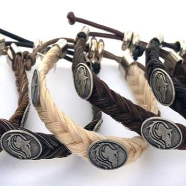 JAMES BOND HORSE HAIR BRACELET WITH HORSE CONCHOS