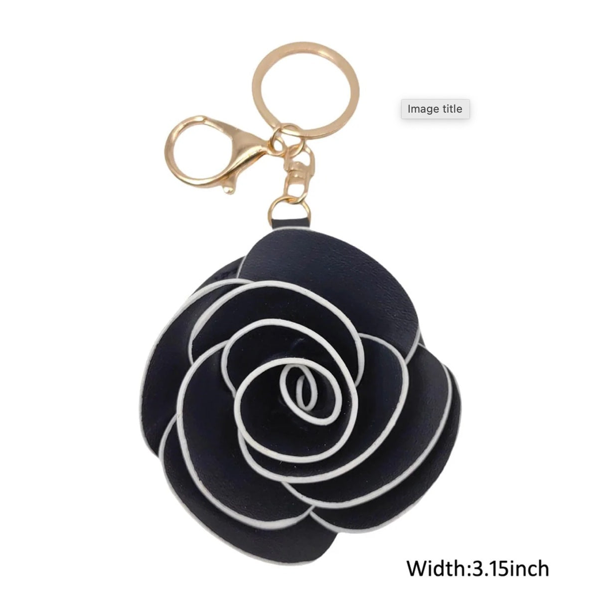 KEYCHAIN - ROSE FAUX LEATHER - HANDBAG ACCESSORY