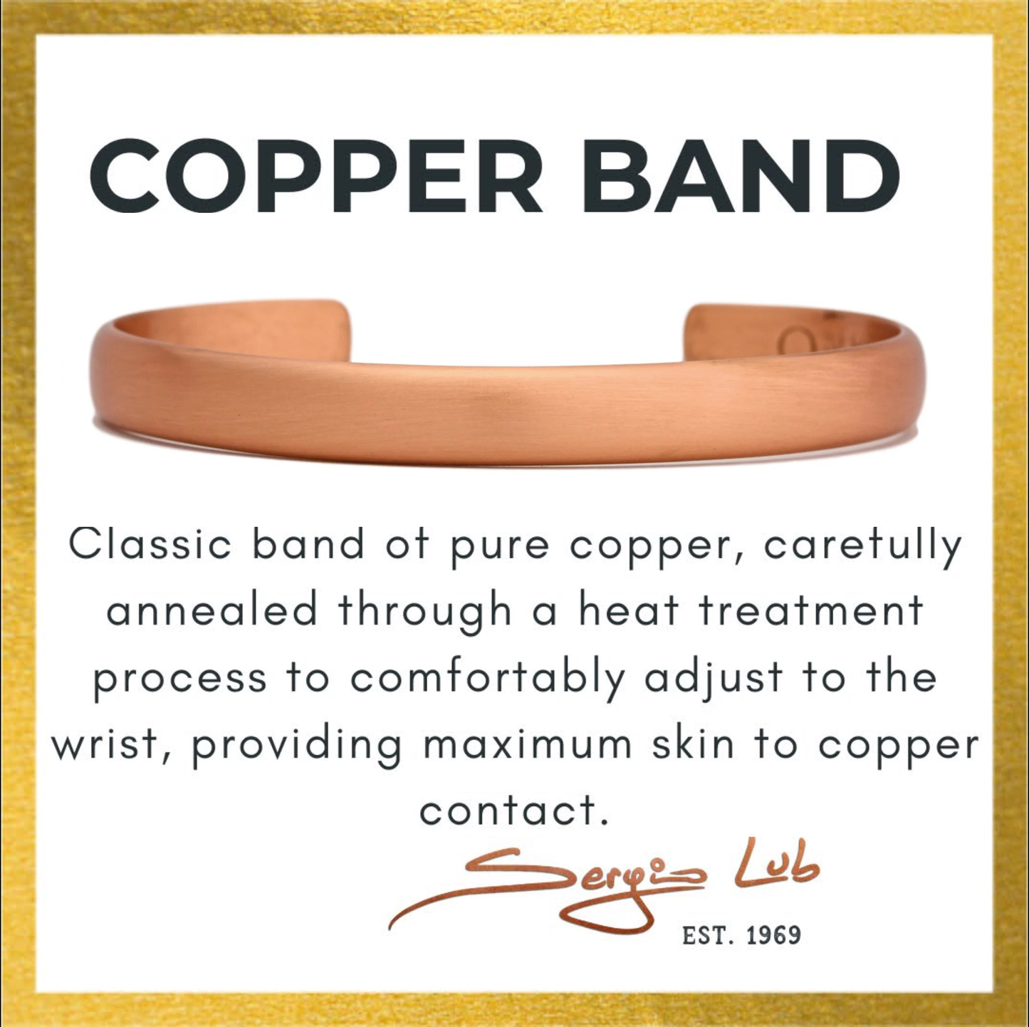 HANDCRAFTED COPPER BAND BRUSHED by SERGIO LUB®- Copper Bracelet - Style #322