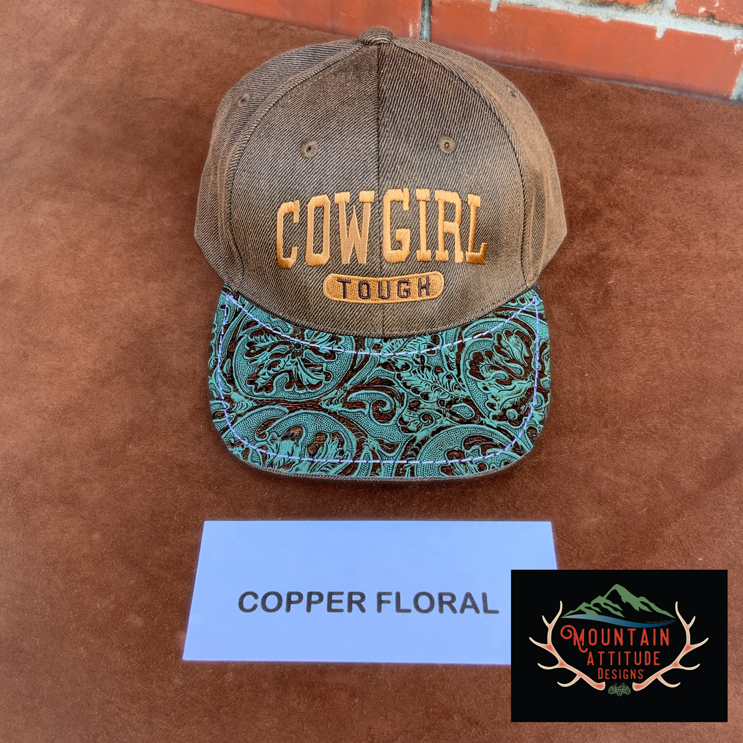 COWGIRL TOUGH HAT COLLECTION - COWHIDE/EMBOSSED LEATHER BRIMS WESTERN WEAR