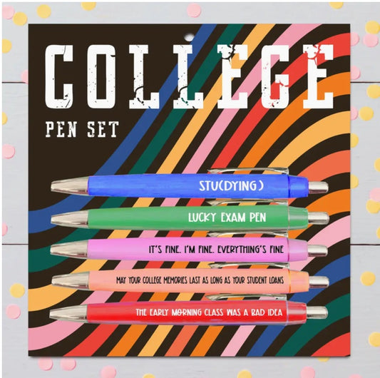 COLLEGE PEN SET - FUN - COLLEGE STUDENT - GIFT