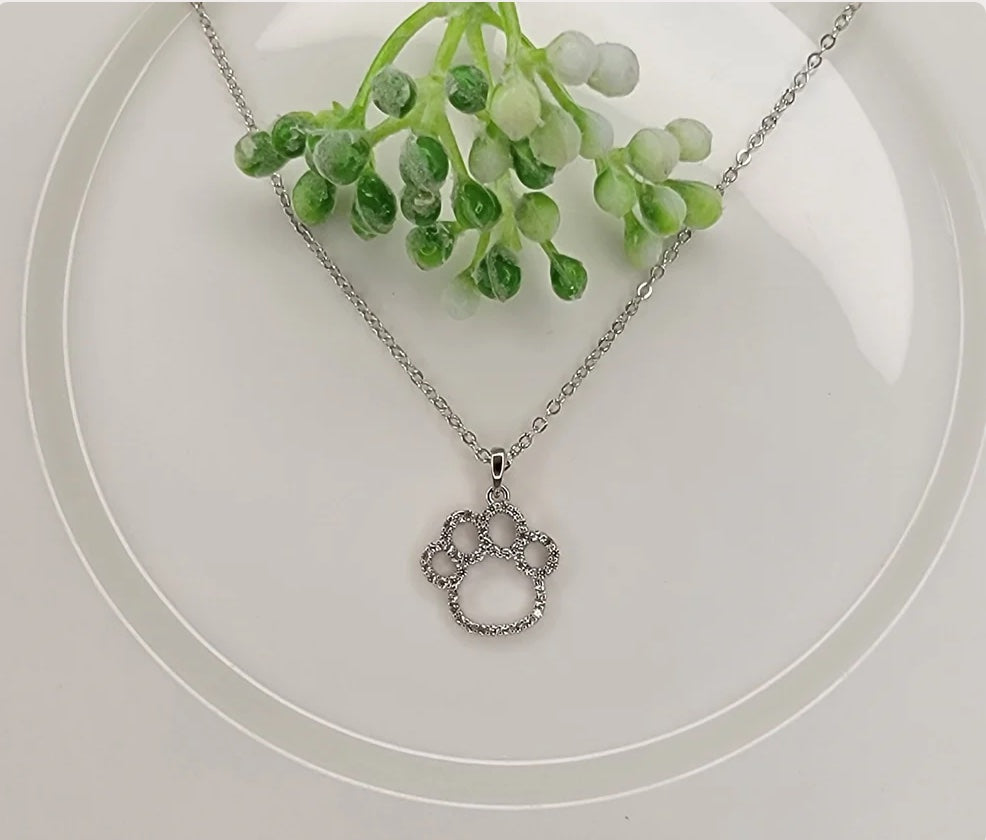 SWAROVSKI CRYSTAL HANDMADE PAW NECKLACE