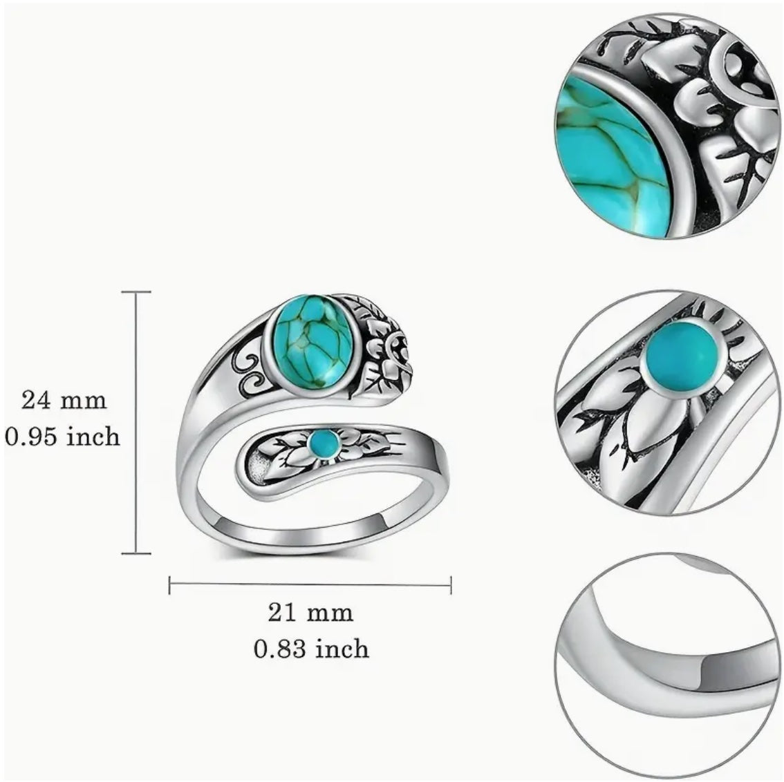 SILVER PLATED TURQUOISE STATEMENT RING