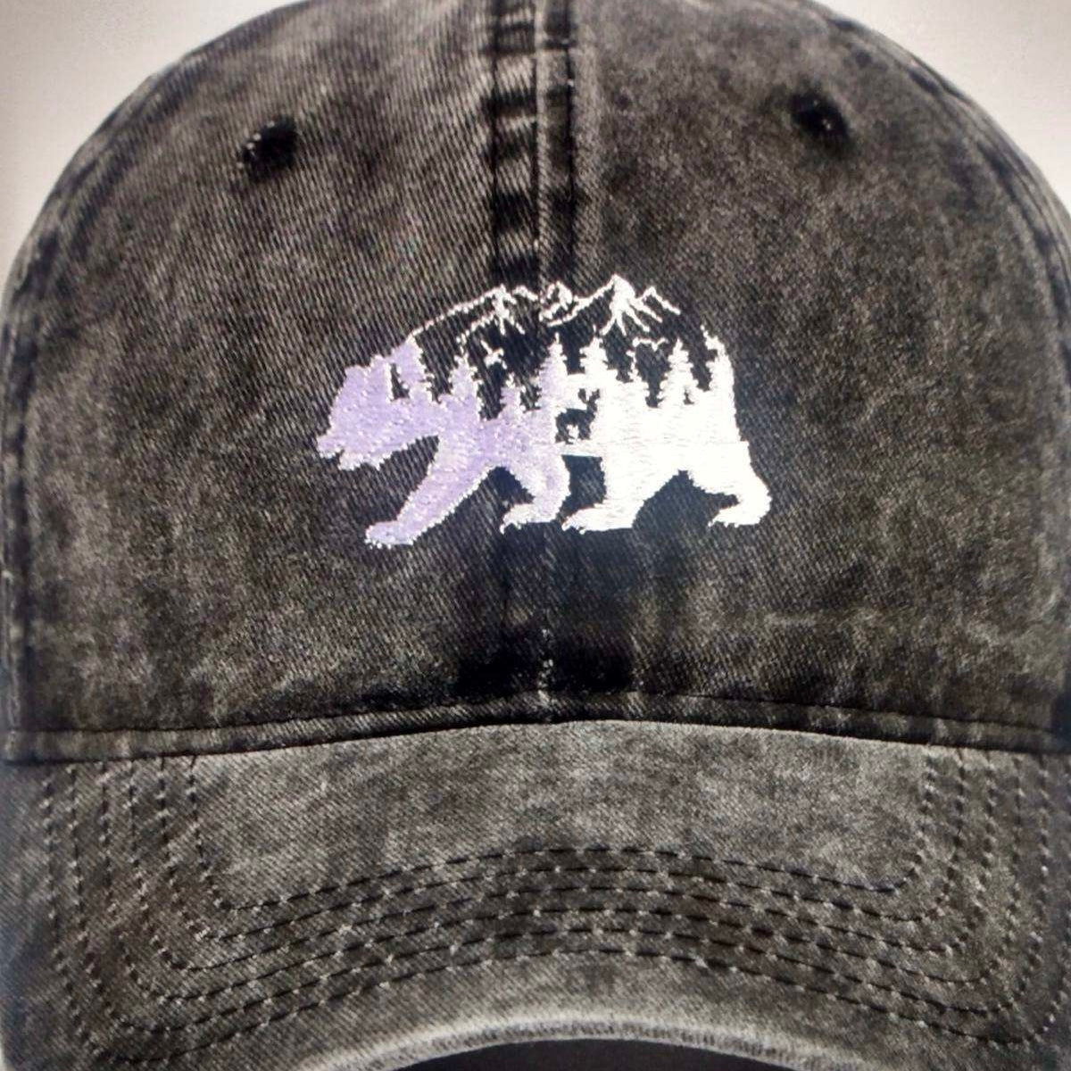 BEAR & MOUNTAIN SCENE BASEBALL DAD HAT