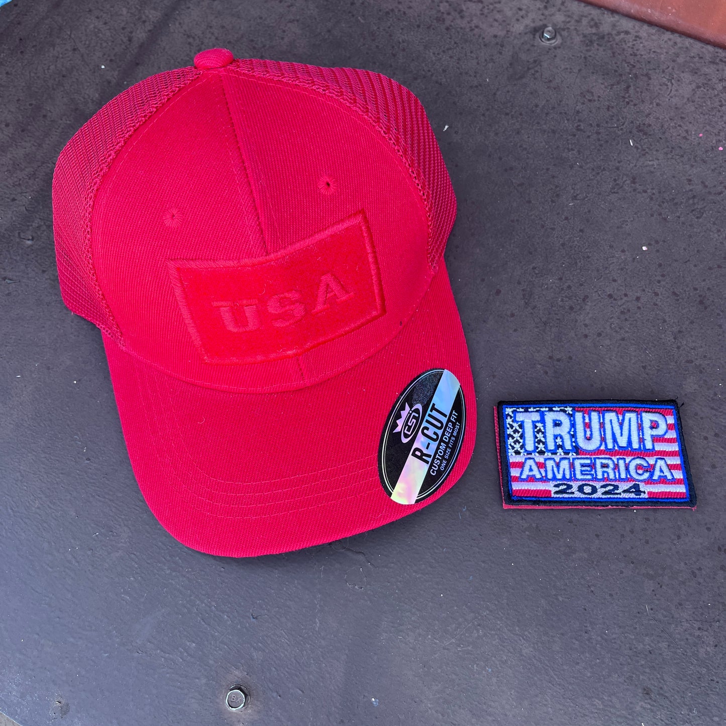 USA PATCH HAT WITH TRUMP 2024 PATCH