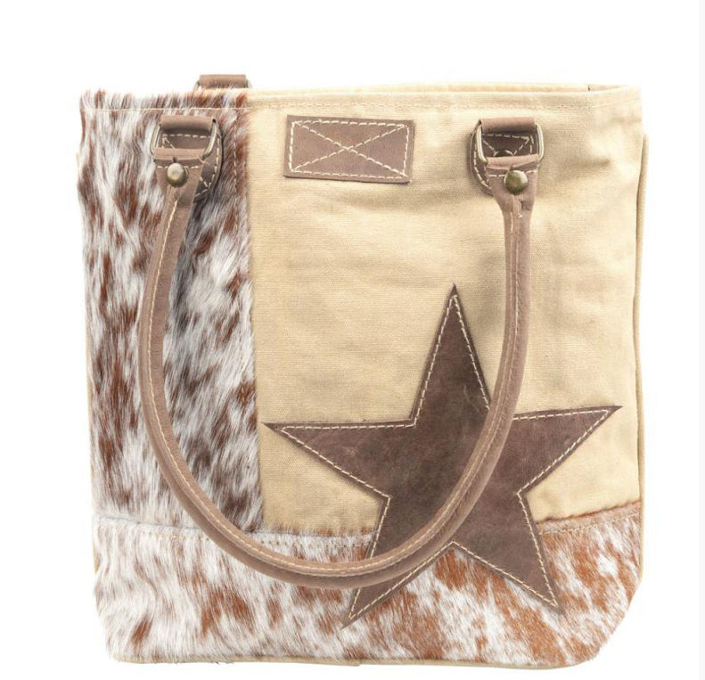 STAR WITH FOW FUR CANVAS TOTE