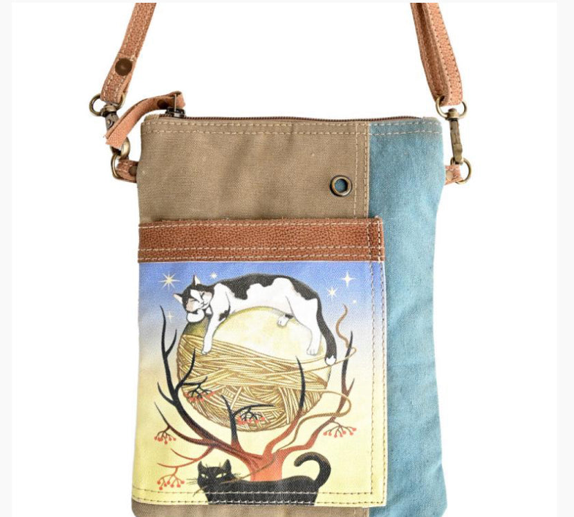 CATS OVER THE MOON PASSPORT CROSSBODY HANDBAG