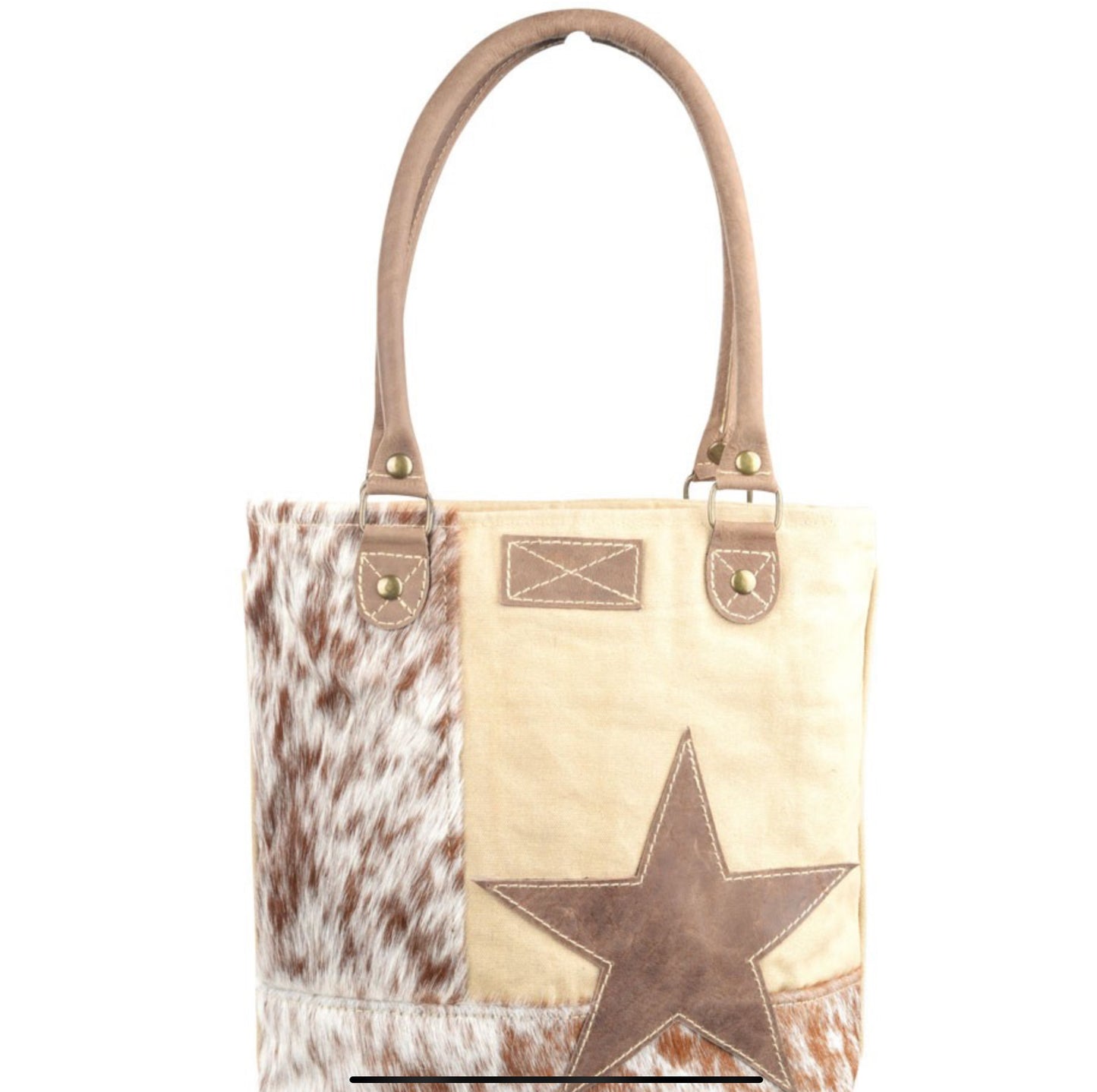 STAR WITH FOW FUR CANVAS TOTE