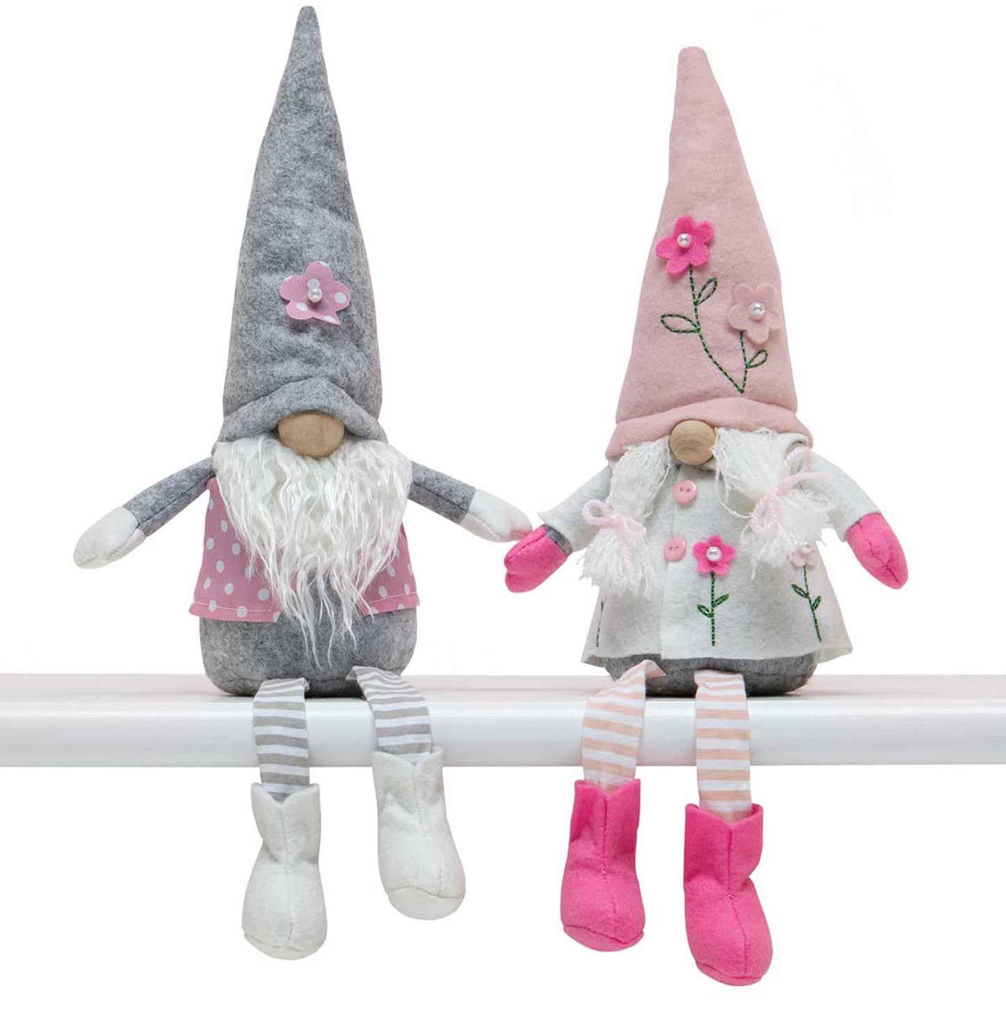 SET OF 2 - SPRING HIM & HER GNOMES WITH LEGS 4.5IN X 3.5IN X 16.5IN - GIFT