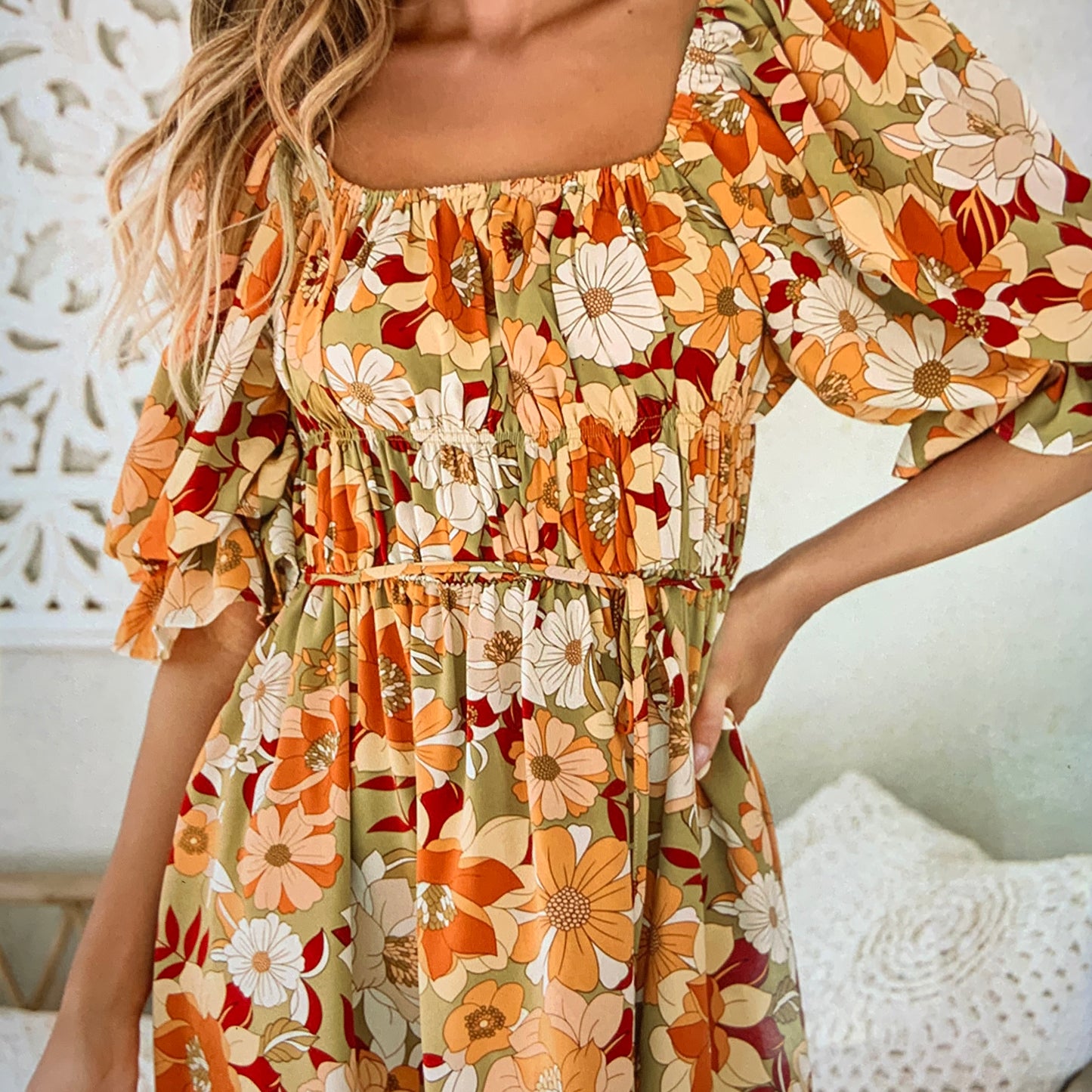 SUMMER & FALL BOHO CHIC FLORAL PRINT DRESS