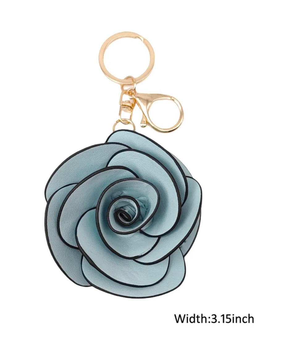 KEYCHAIN - ROSE FAUX LEATHER - HANDBAG ACCESSORY