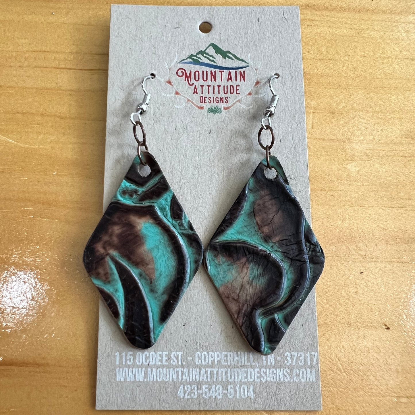 "SIERRA" HANDMADE EMBOSSED LEATHER EARRINGS by MOUNTAIN ATTITUDE DESIGNS™