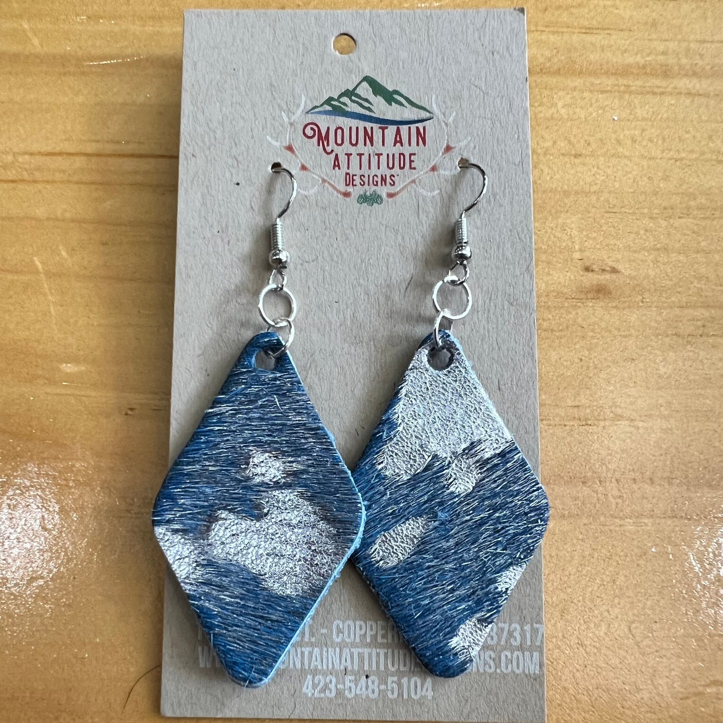 "TERRI" HANDMADE METALLIC COWHIDE EARRINGS by MOUNTAIN ATTITUDE DESIGNS™