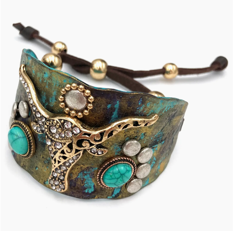 Longhorn Turquoise Western Bracelet Cuff