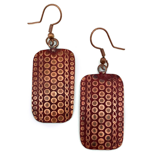 ARTISAN CRAFTED COPPER PATINA EARRINGS - MAROON CIRCLES by ANJU JEWELRY®