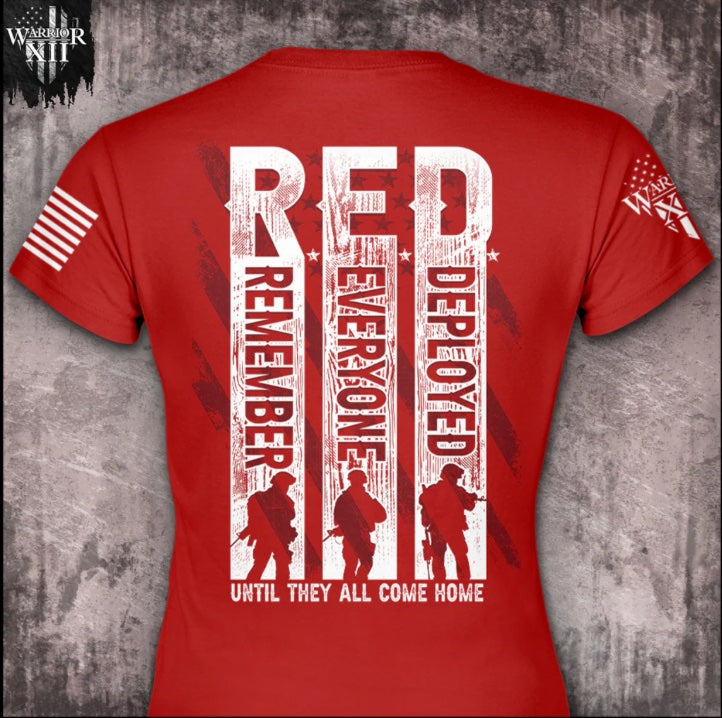 REMEMBER EVERYONE DEPLOYED - WOMEN'S RELAXED FIT RED SHORT SLEEVE T-SHIRT