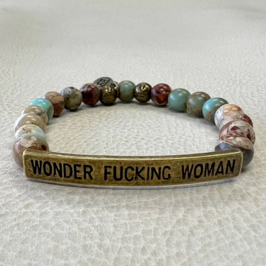 SASSY "WONDER FUCKING WOMAN" BEADED BRACELET - HANDMADE JEWELRY