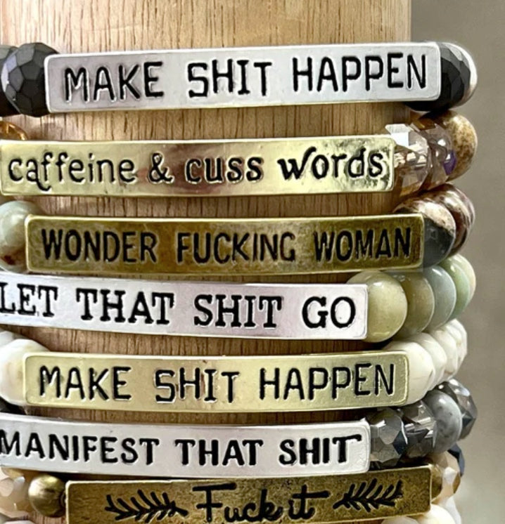 SASSY "WONDER FUCKING WOMAN" BEADED BRACELET - HANDMADE JEWELRY