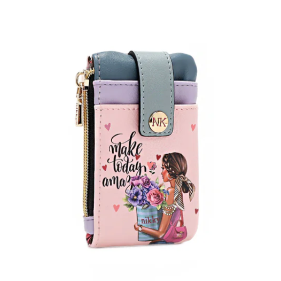 FLOWER DAY MINI ZIP & SNAP BUTTON CARD HOLDER by NIKKY®