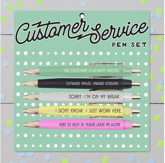 CUSTOMER SERVICE PEN SET - SARCASTIC - FUN - HUMOR