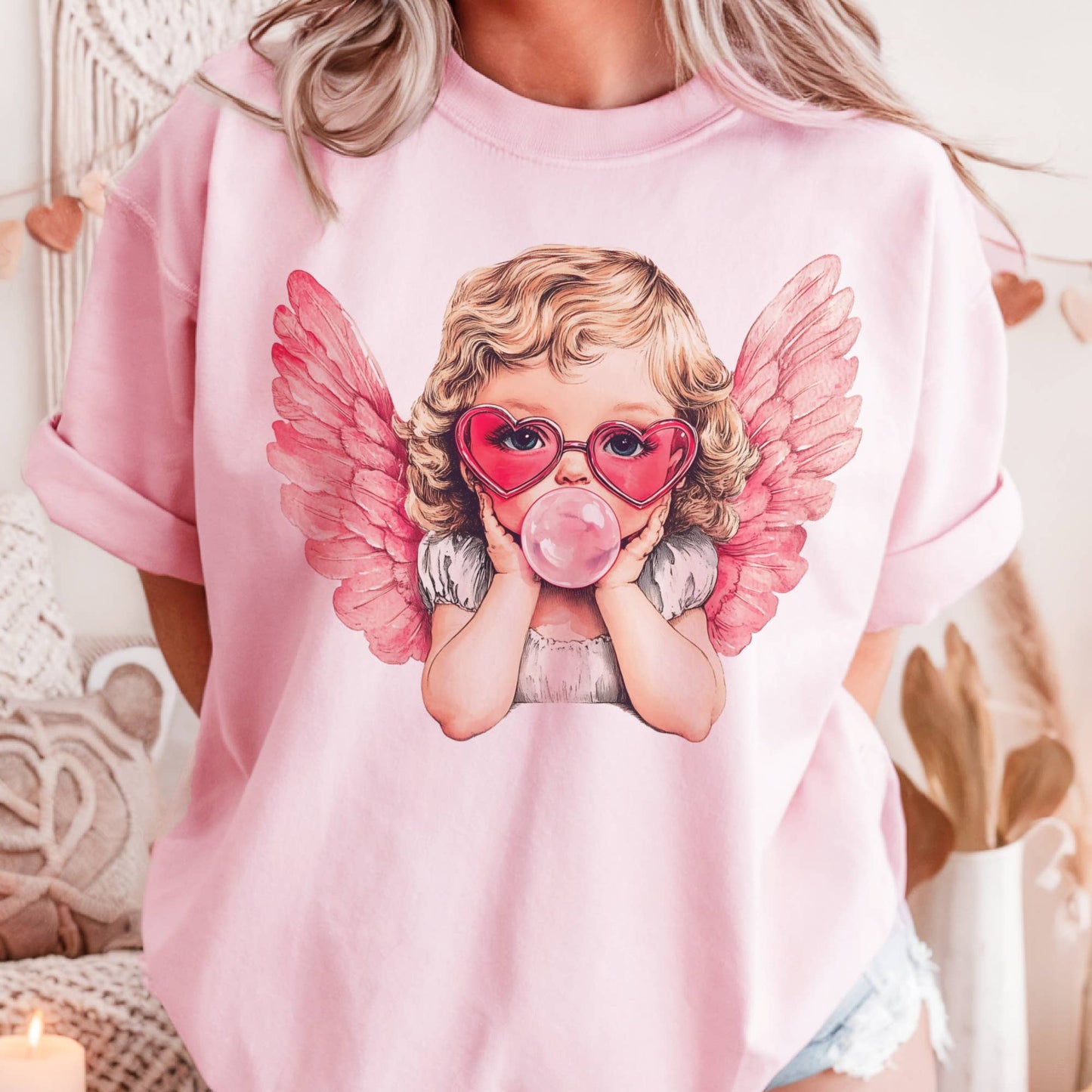 Bubblegum Angel Retro Valentine Tee Cupid T-Shirt