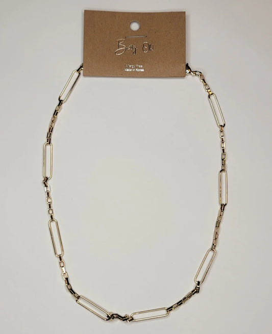 GOLD WIDE PAPERCLIP CHAIN NECKLACE by BETTY OH®