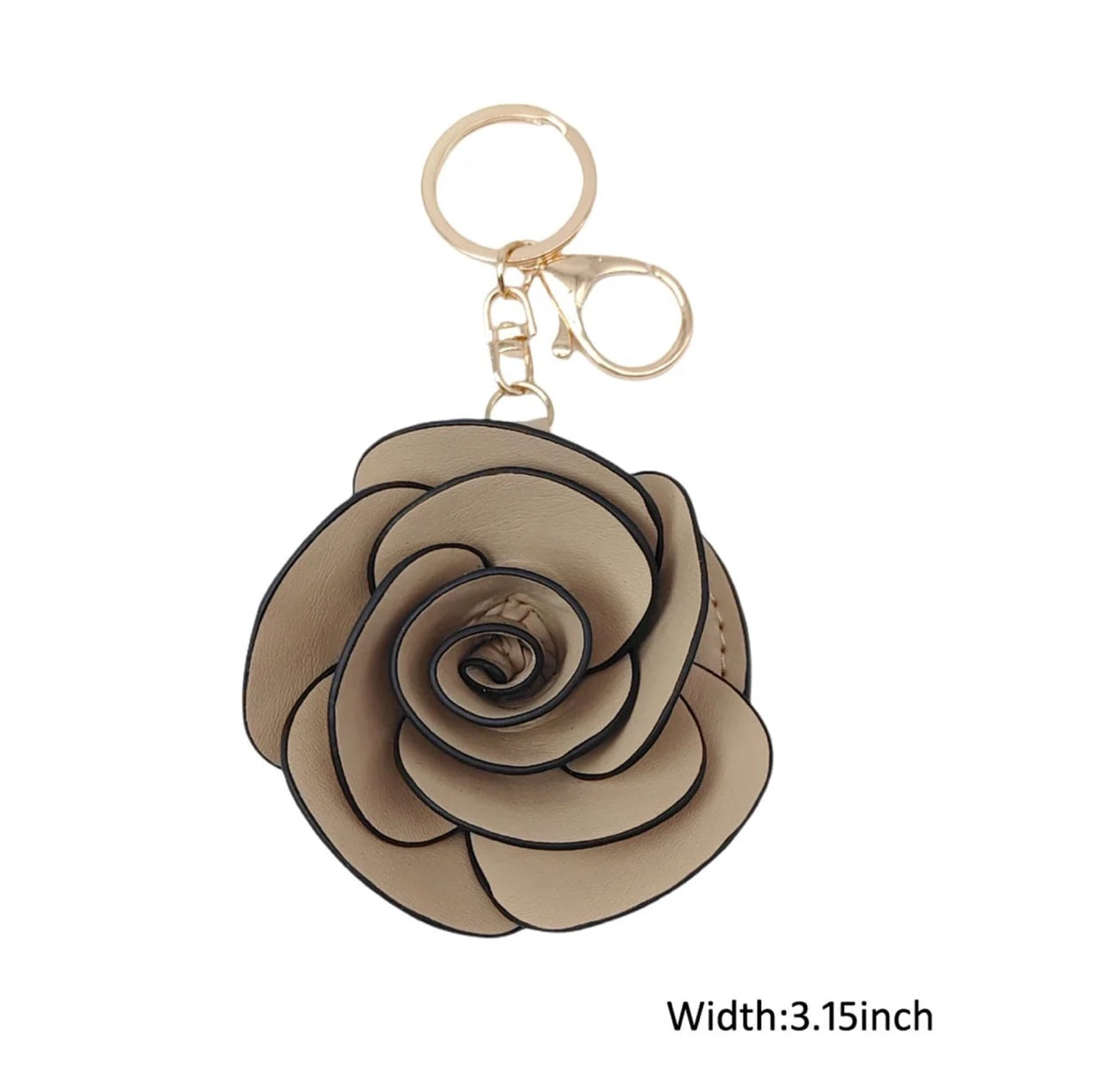 KEYCHAIN - ROSE FAUX LEATHER - HANDBAG ACCESSORY