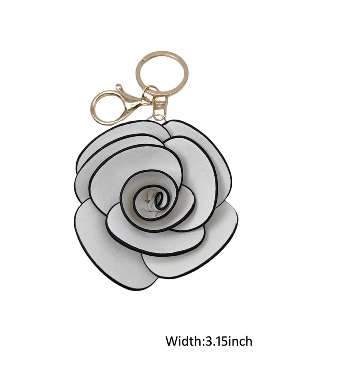 KEYCHAIN - ROSE FAUX LEATHER - HANDBAG ACCESSORY