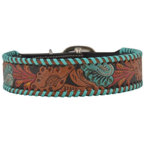 FULL BLOOM HAND-TOOLED LEATHER DOG COLLAR by MYRA BAG®