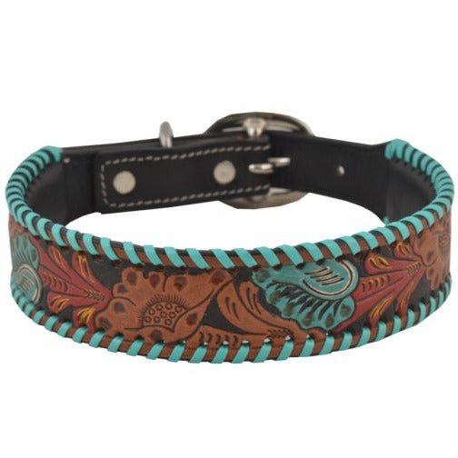 FULL BLOOM HAND-TOOLED LEATHER DOG COLLAR by MYRA BAG®