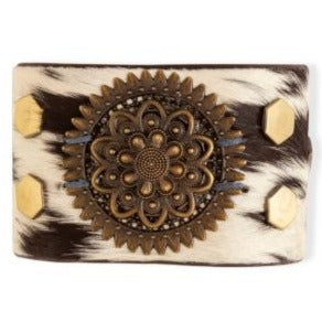 BRANDIANNA HAIR-ON HIDE CUFF BRACELET IN DARK by MYRA BAG®