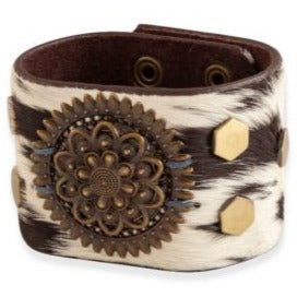 BRANDIANNA HAIR-ON HIDE CUFF BRACELET IN DARK by MYRA BAG®