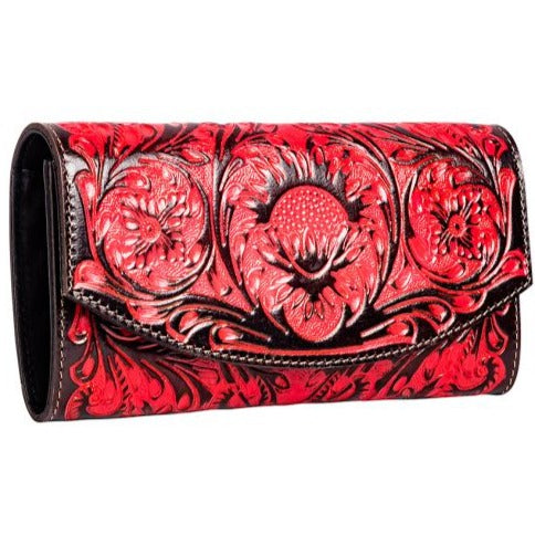 TAMBRINA HAND-TOOLED WALLET IN RED by MYRA BAG®