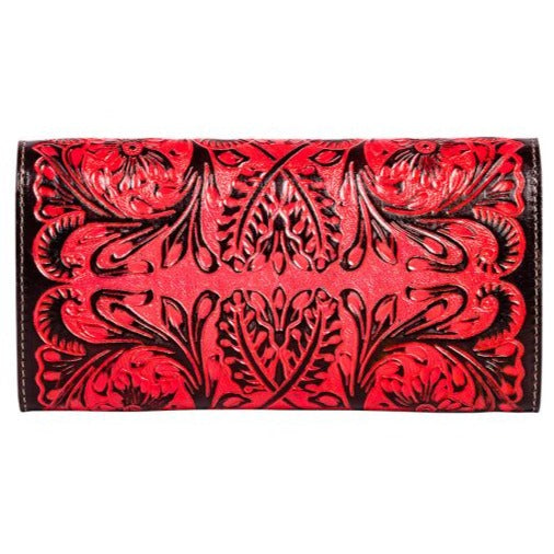 TAMBRINA HAND-TOOLED WALLET IN RED by MYRA BAG®