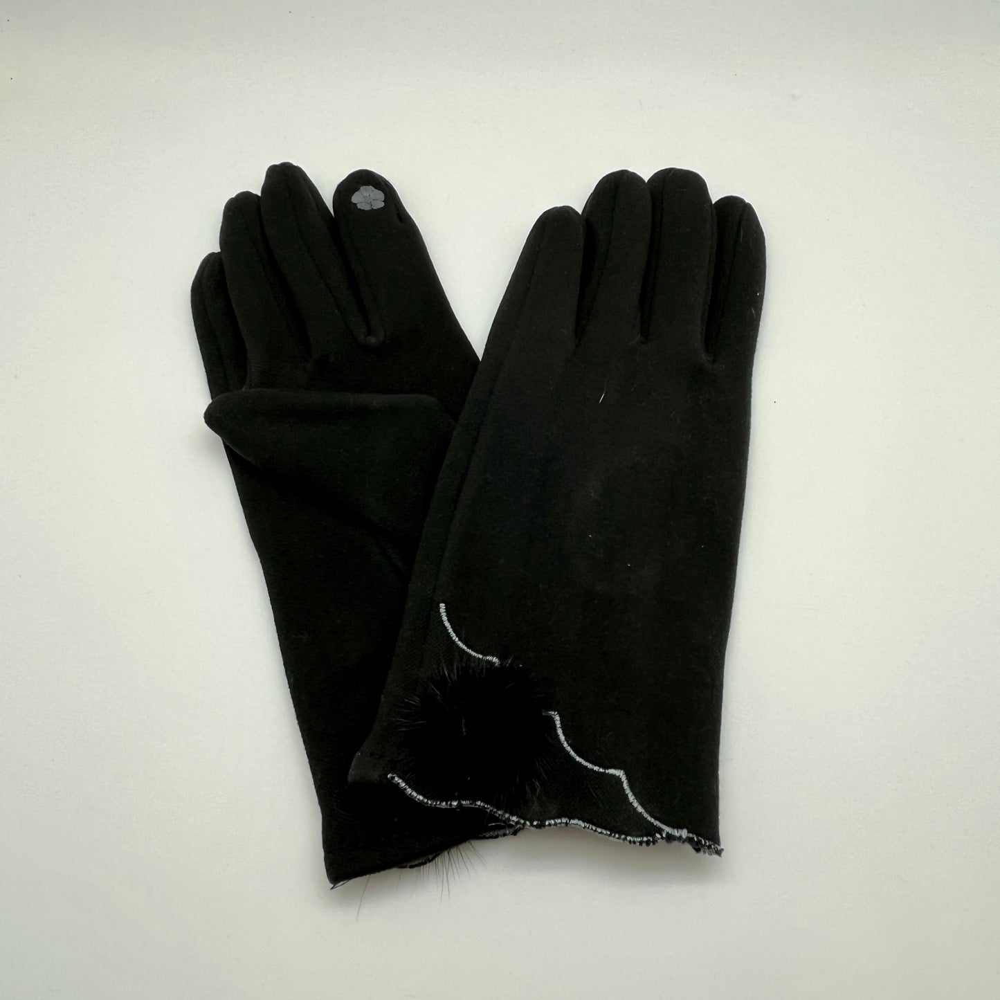 WOMEN'S TOUCH SCREEN WINTER GLOVES WITH SCALLOP EDGE & SMALL POIM