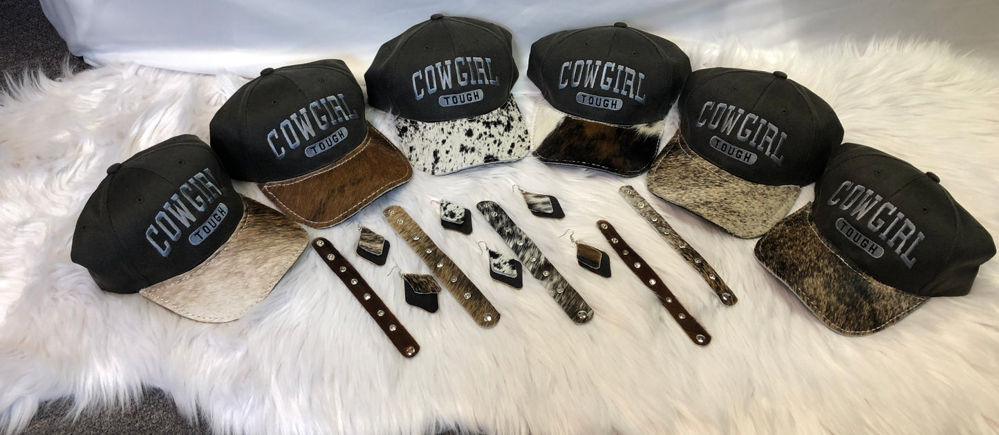 COWGIRL TOUGH HAT COLLECTION - COWHIDE/EMBOSSED LEATHER BRIMS WESTERN WEAR