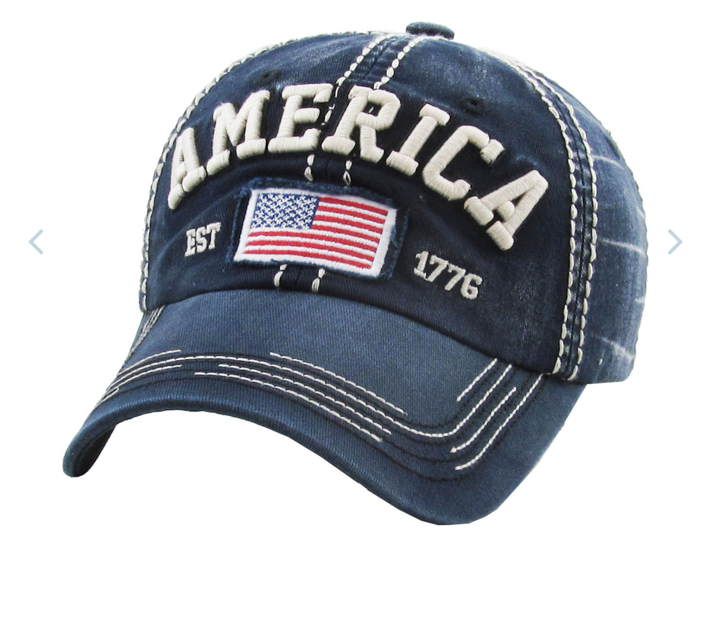 AMERICA DISTRESSED BASEBALL HAT (NAVY)